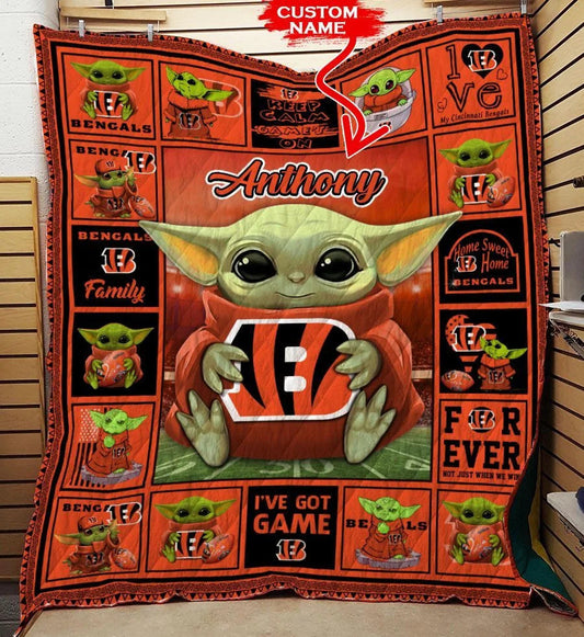 Cincinnati Bengals Personalized Premium Quilt BG10