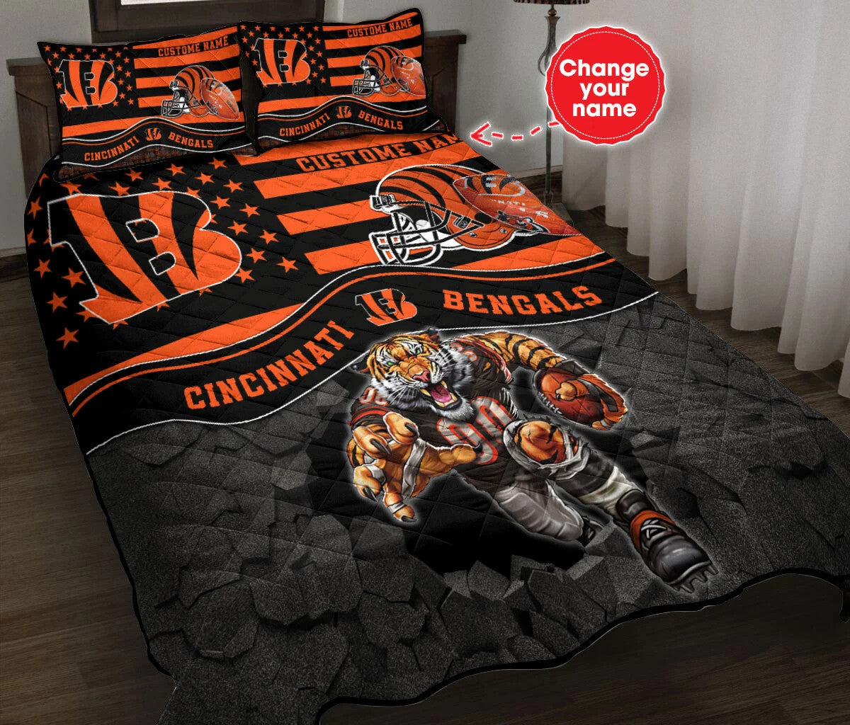 Cincinnati Bengals Personalized Quilt Set BG07