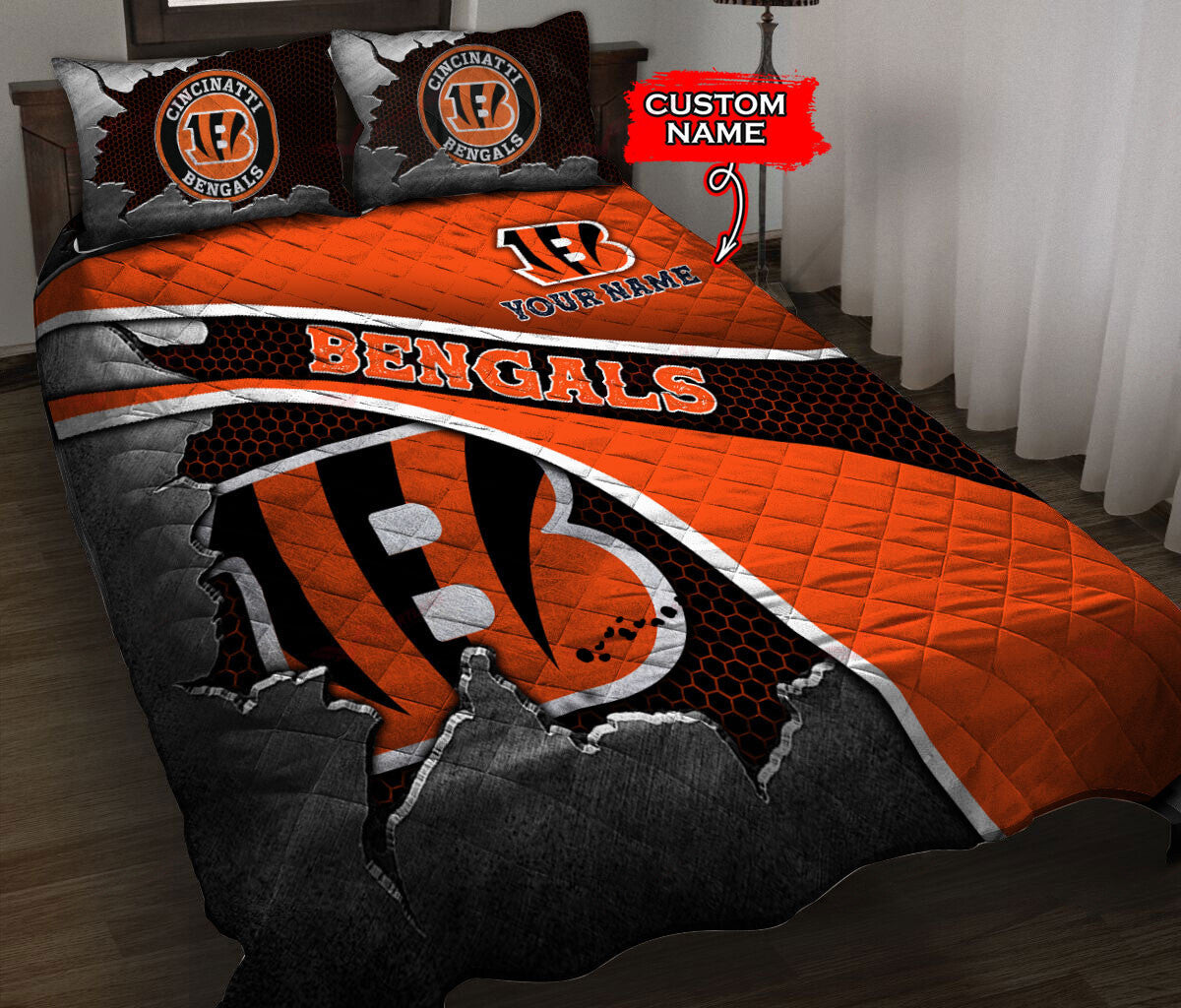 Cincinnati Bengals Personalized Quilt Set BG122