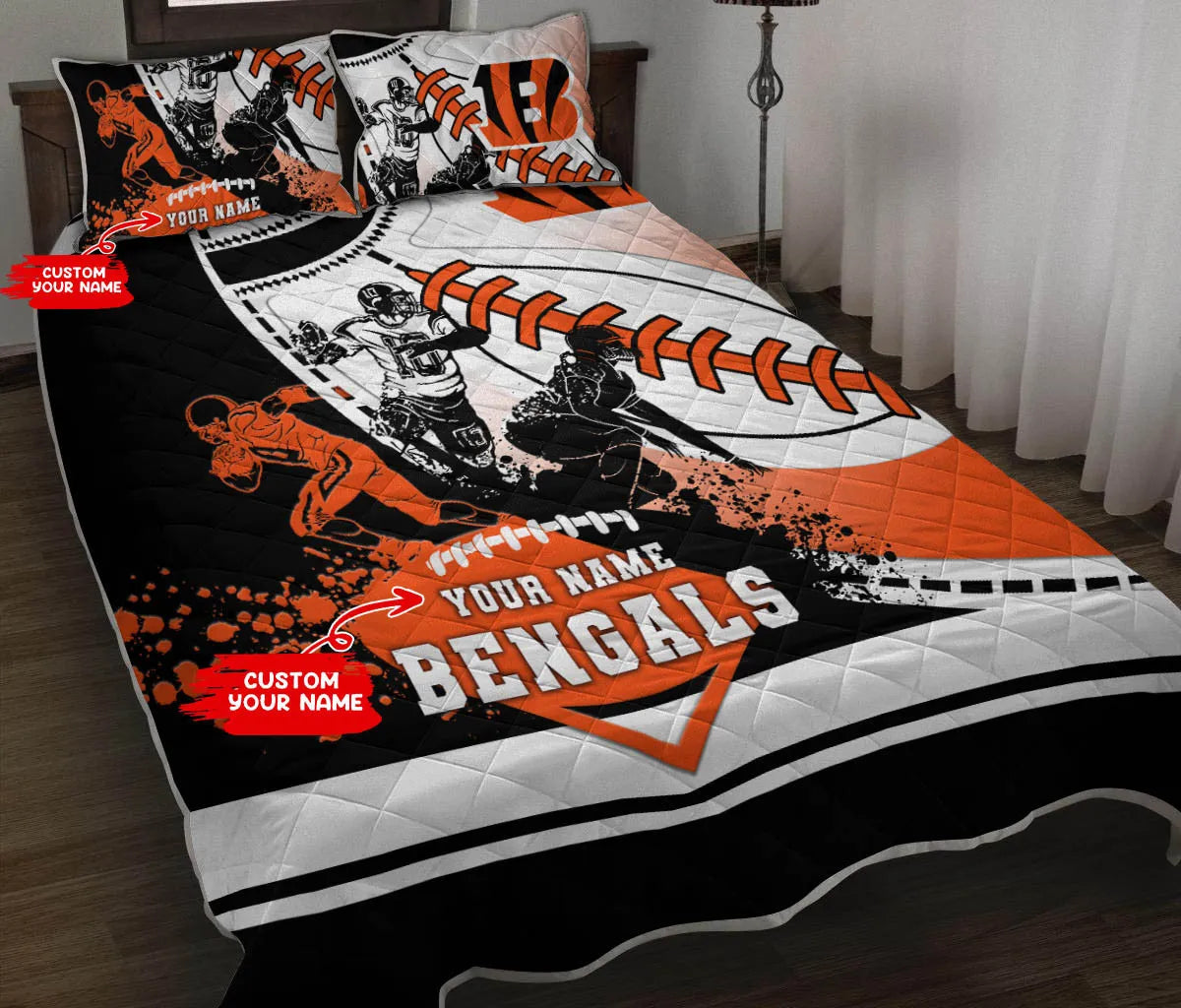 Cincinnati Bengals Personalized Quilt Set BG62
