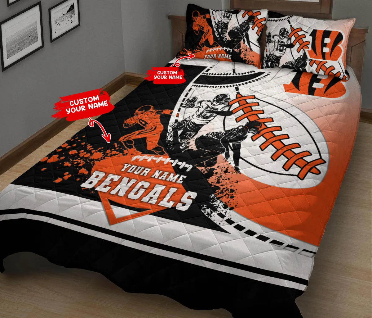 Cincinnati Bengals Personalized Quilt Set BG62
