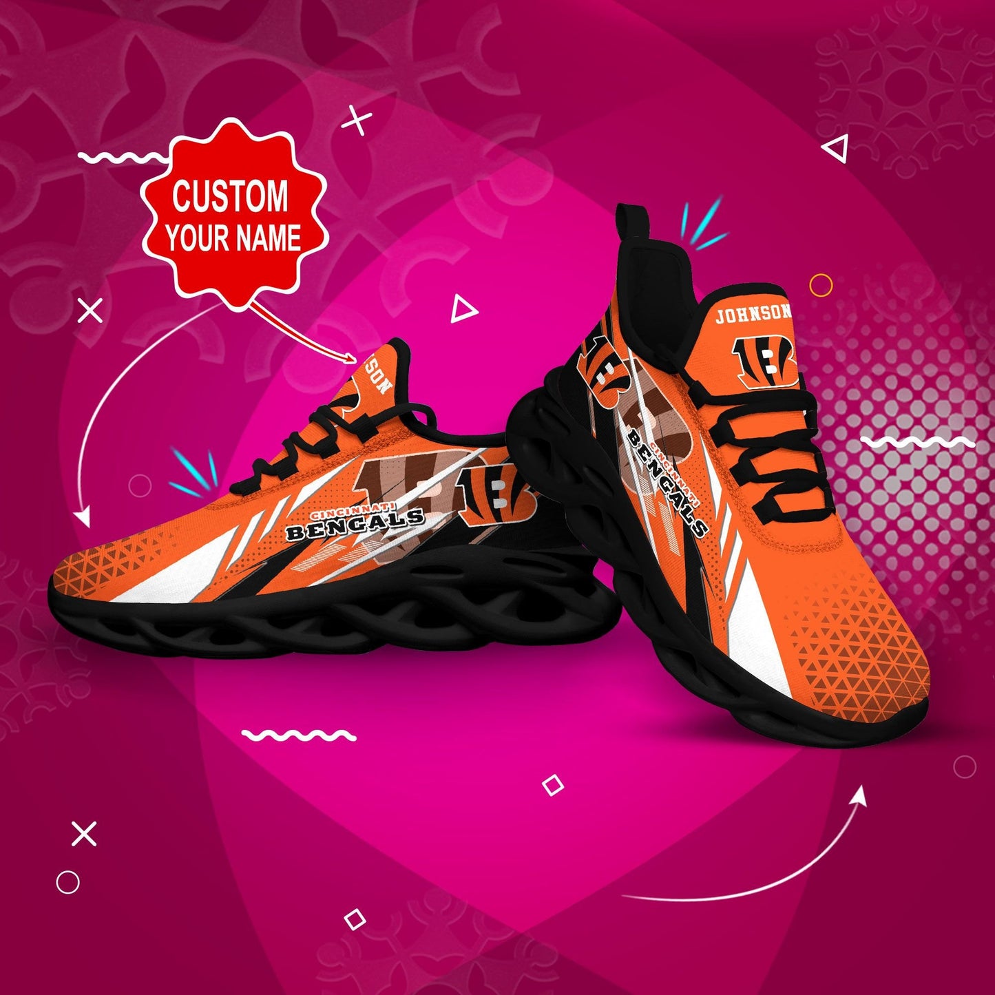 Cincinnati Bengals Personalized Yezy Running Sneakers 393