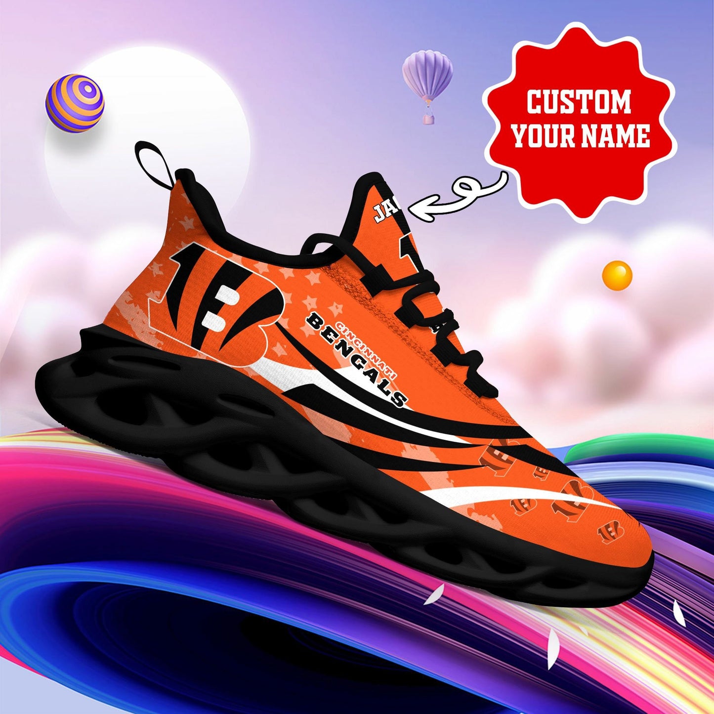 Cincinnati Bengals Personalized Yezy Running Sneakers 395