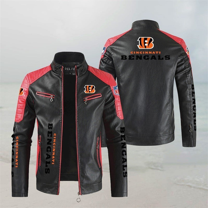 Cincinnati Bengals Stand Collar Leather Jacket BG51