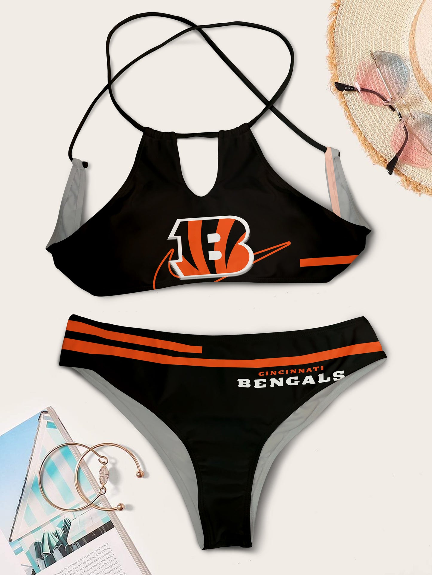 Cincinnati Bengals Women’s Cami Keyhole One-piece Swimsuit BG51