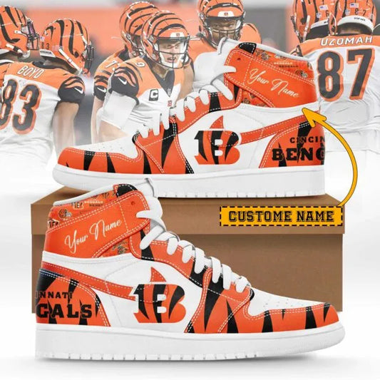 Cincinnati Bengals Limited Edition High AJ1 Shoes with Custom Name AZBTAJ1SEW000008