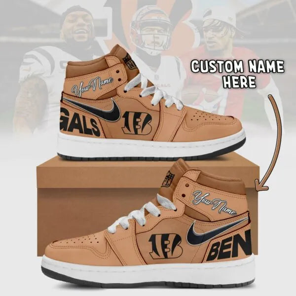 Cincinnati Bengals Limited Edition Brown High Air Jordan 1 Shoes with Custom Name AZBTAJ1SEW000056