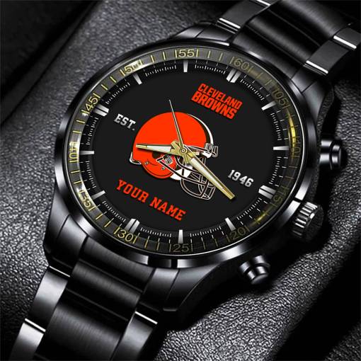 Cleveland Browns Black Fashion Watch Gifts For Sport Fans AZWATCH062