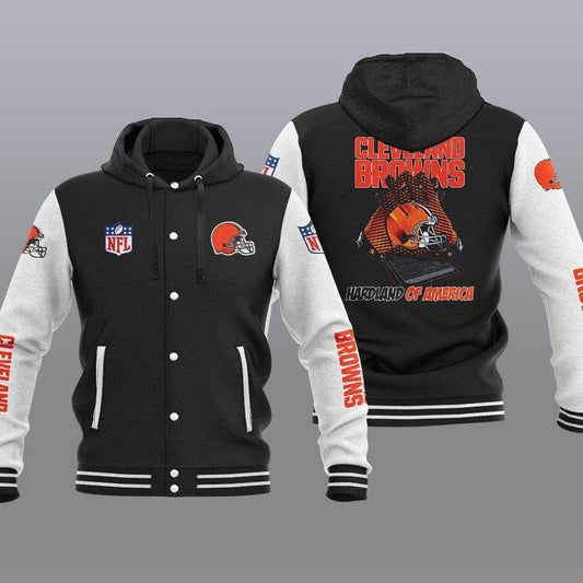 Cleveland Browns Hooded Button Jacket with Hood 44