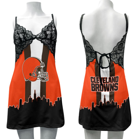 Cleveland Browns Lace Back Strap Slip Dress 185