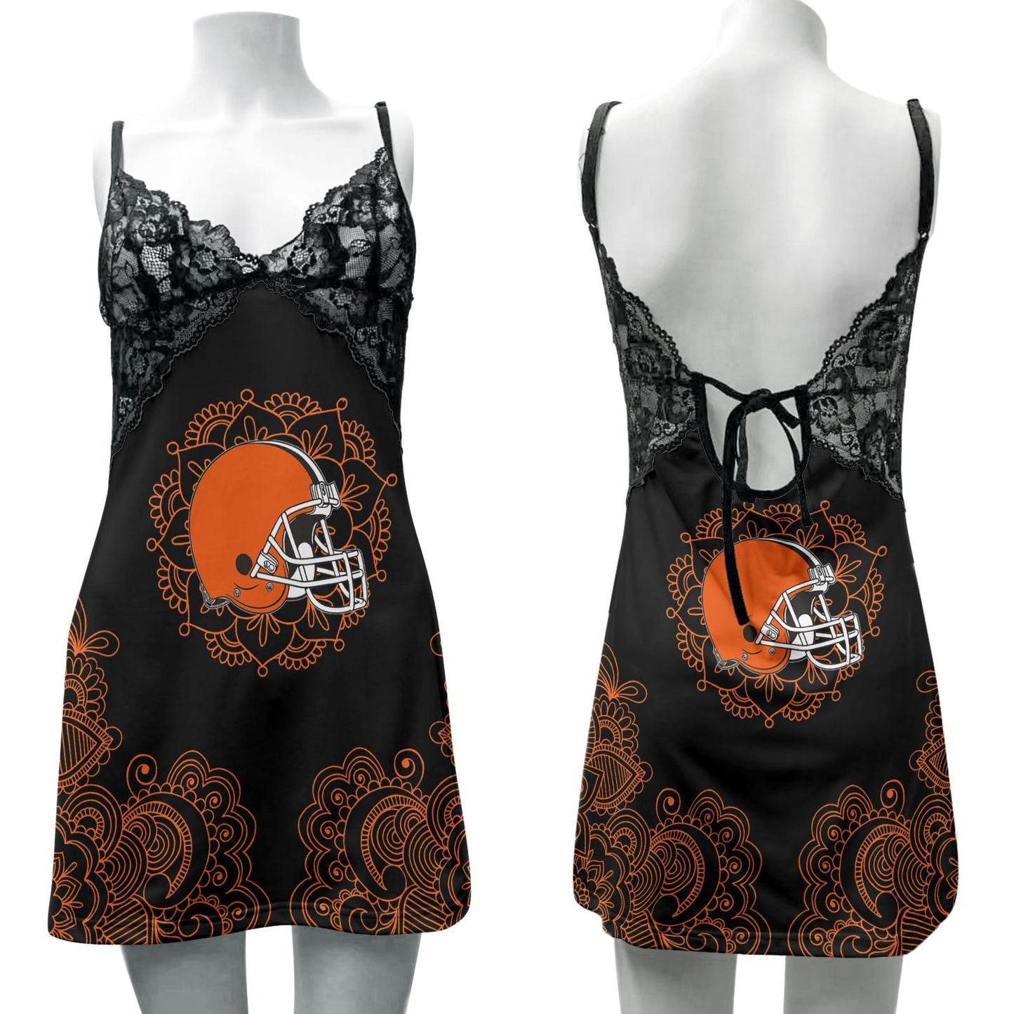 Cleveland Browns Lace Back Strap Slip Dress 218