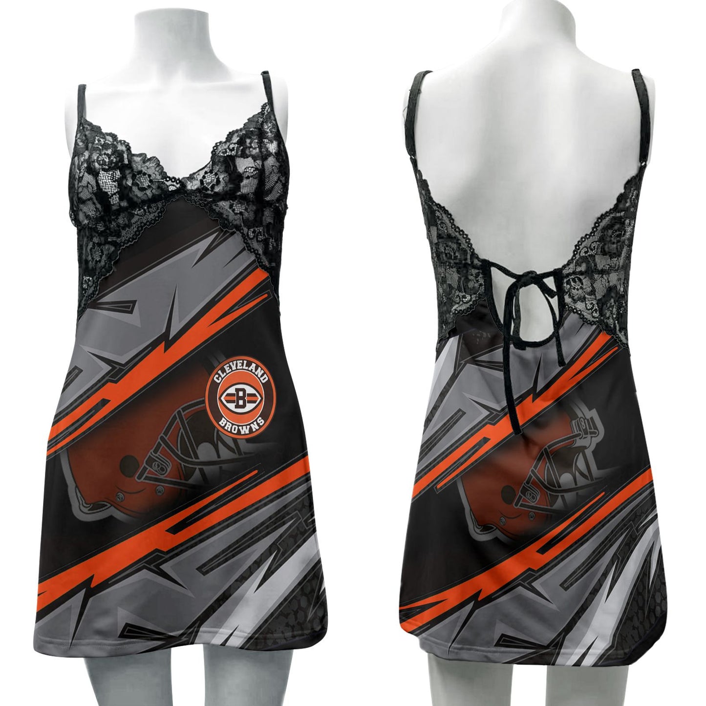 Cleveland Browns Lace Back Strap Slip Dress 84
