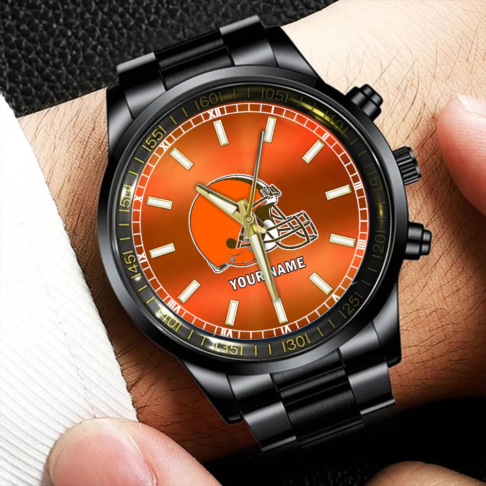 Cleveland Browns Black Fashion Watch Gifts For Sport Fans AZWATCH038