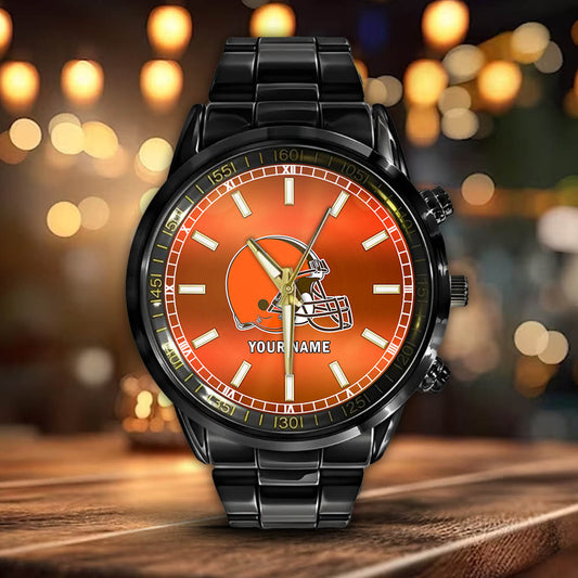 Cleveland Browns Black Fashion Watch Gifts For Sport Fans AZWATCH038