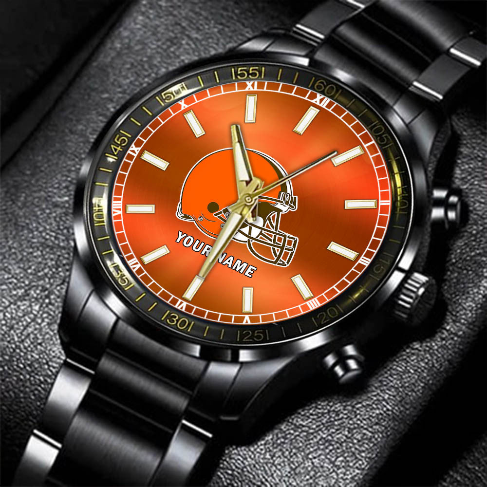 Cleveland Browns Black Fashion Watch Gifts For Sport Fans AZWATCH038