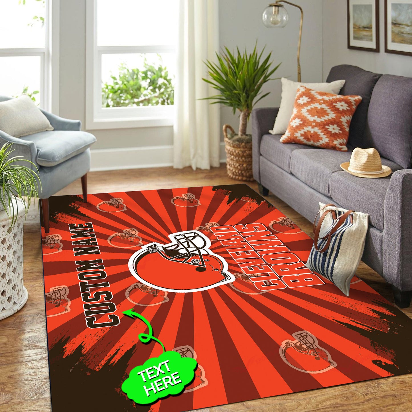 Cleveland Browns Personalized Premium Rectangle Rug 48