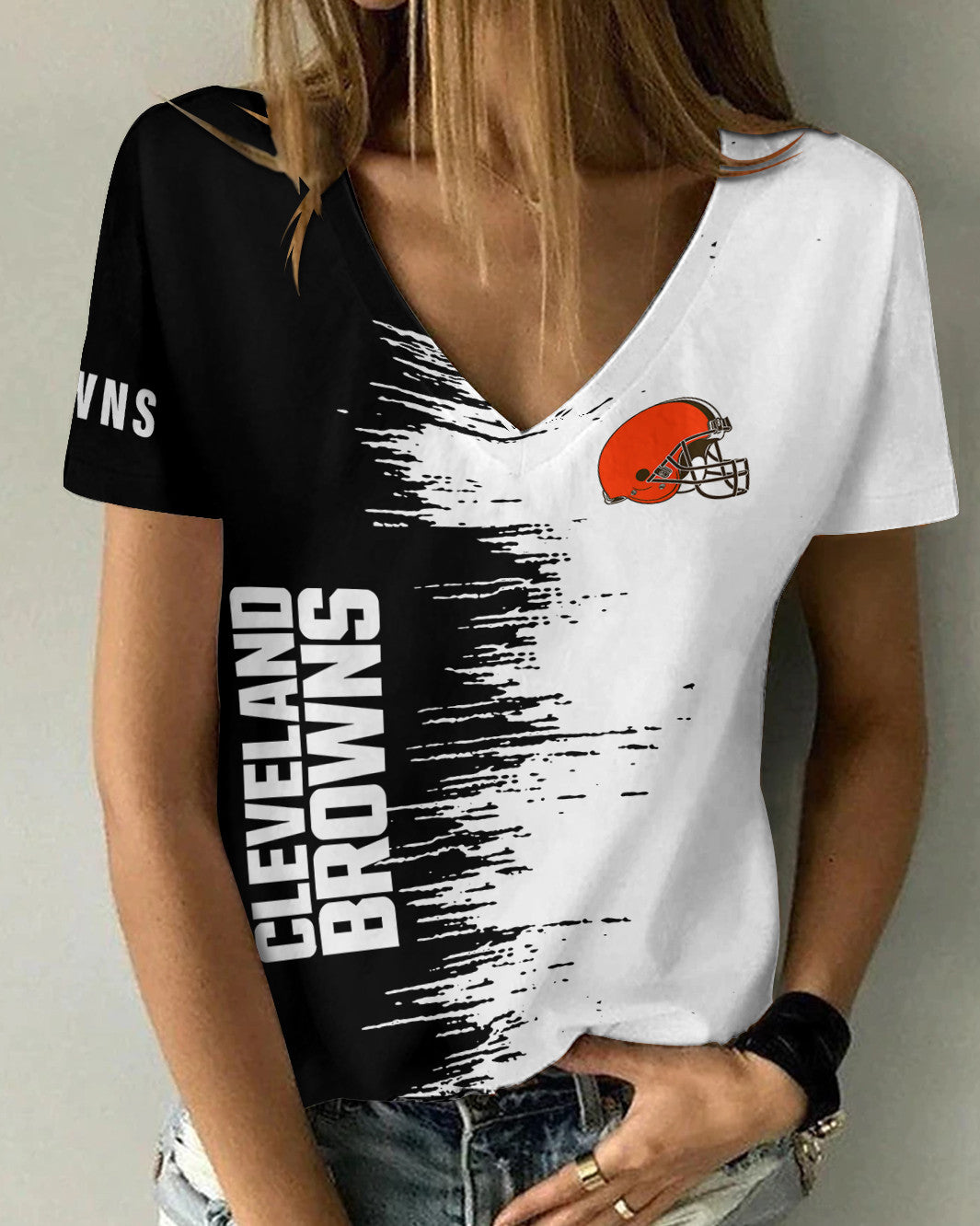 Cleveland Browns Summer V-neck Women T-shirt BG14