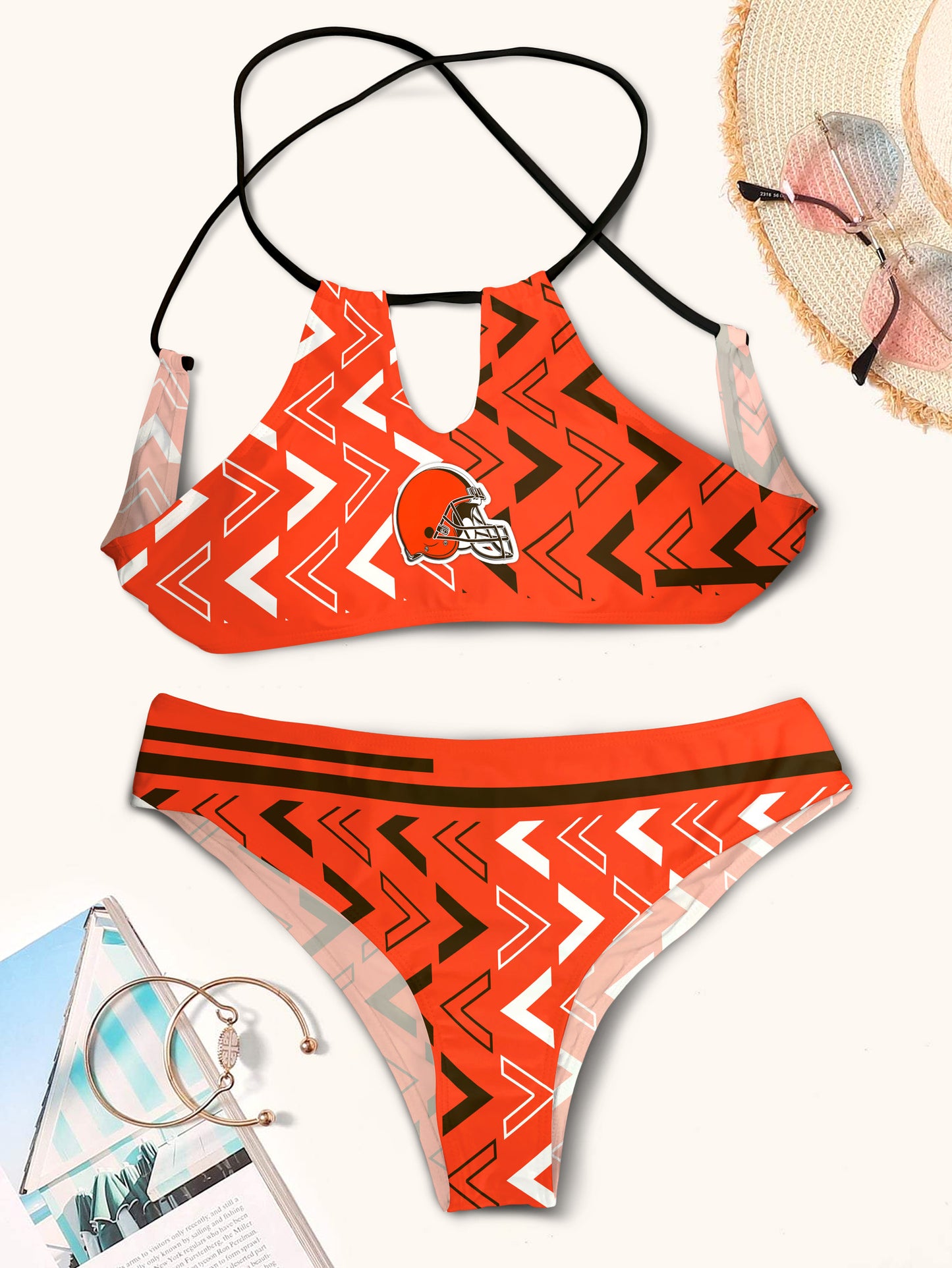 Cleveland Browns Women’s Cami Keyhole One-piece Swimsuit BG45