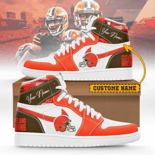 Cleveland Browns Limited Edition High AJ1 Shoes with Custom Name AZBTAJ1SEW000009