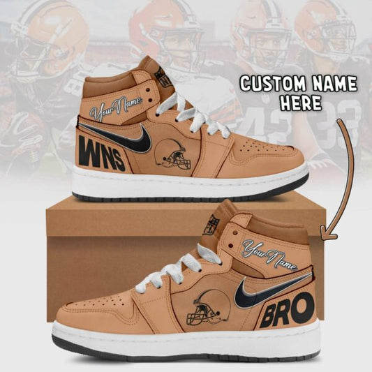 Cleveland Browns Limited Edition Brown High Air Jordan 1 Shoes with Custom Name AZBTAJ1SEW000057