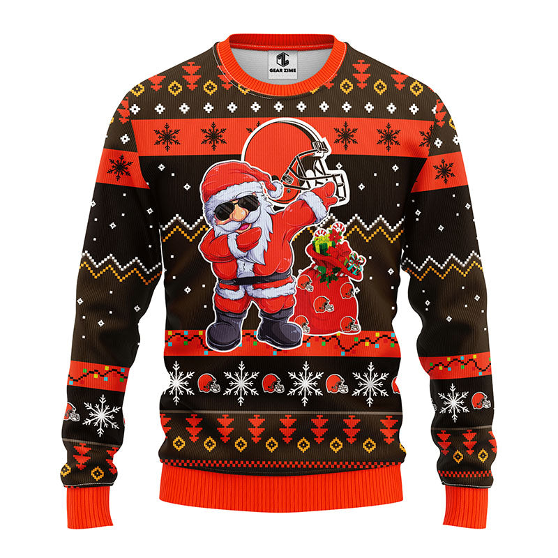 Cleveland Browns Dabbing Santa Claus Ugly Christmas Sweater BGSWT163