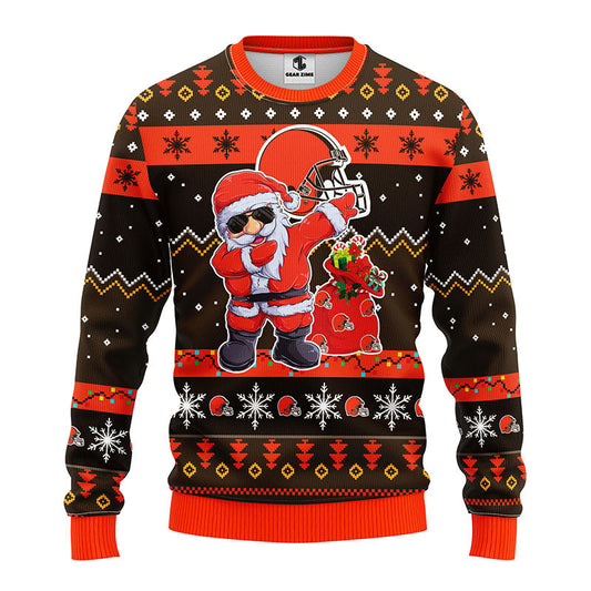 Cleveland Browns Dabbing Santa Claus Ugly Christmas Sweater BGSWT163