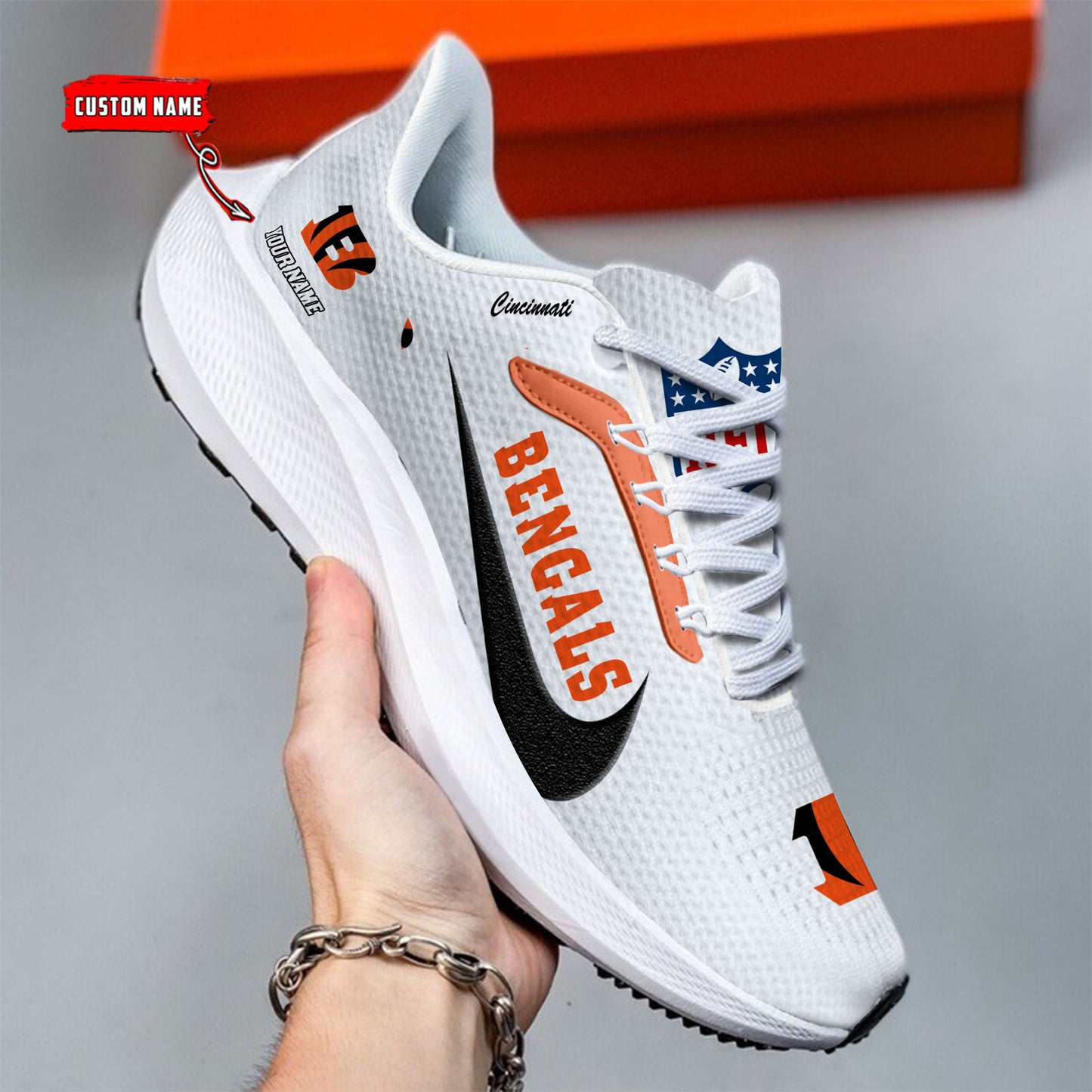 Cincinnati Bengals Lightweight Patch Decor Running Shoes AZBTRS000007
