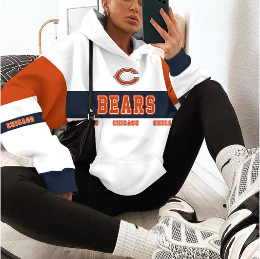 Chicago Bears Printed Hooded Pocket Pullover Hoodie AZBTPH000120
