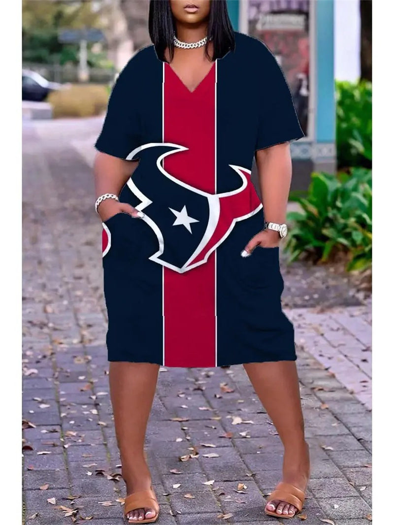 Houston Texans V-neck Casual Pocket Dress Limited Edition AZBTVCPD000421
