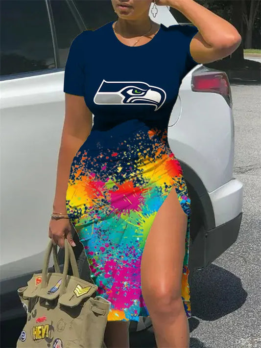 Seattle Seahawks Slit Bodycon Dress  AZBTSBD000106