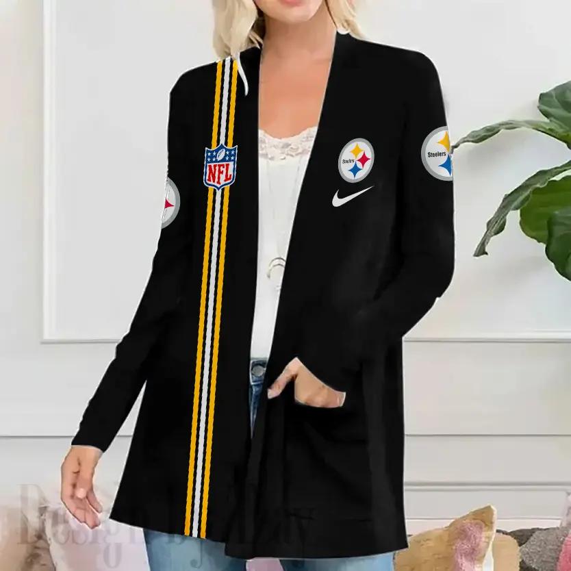 Pittsburgh Steelers Women Patch Pocket Cardigan BT163