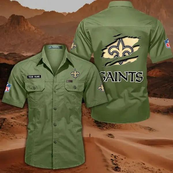 New Orleans Saints Men’s Short Sleeve Cargo Shirts New 2025 AZBT2DCGS000023