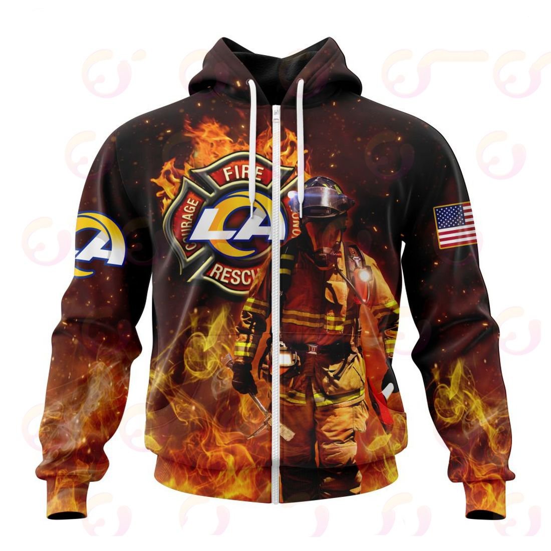 Los Angeles Rams Honor Firefighters – First Responders All Over Printed T-shirt Sweatshirt Hoodie AZCHD842