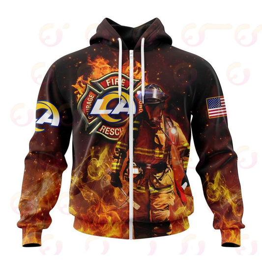 Los Angeles Rams Honor Firefighters – First Responders All Over Printed T-shirt Sweatshirt Hoodie AZCHD842