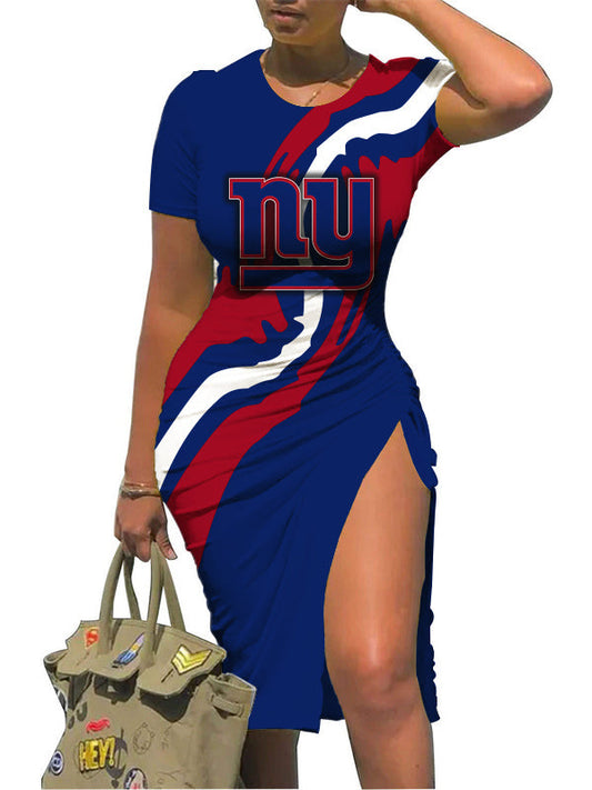 New York Giants Slit Bodycon Dress  AZBTSBD000084