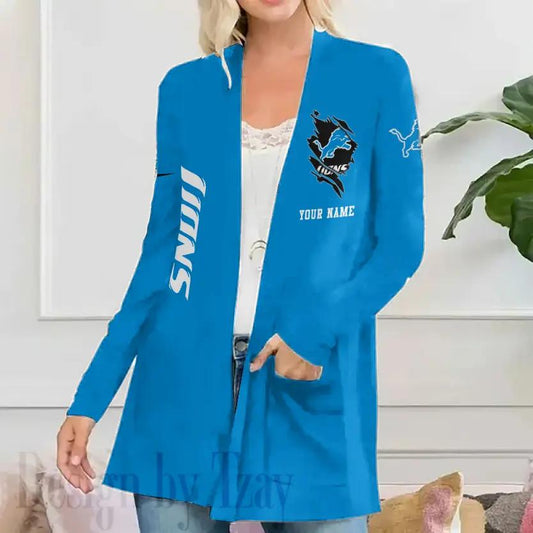 Detroit Lions Women Patch Pocket Cardigan BT066