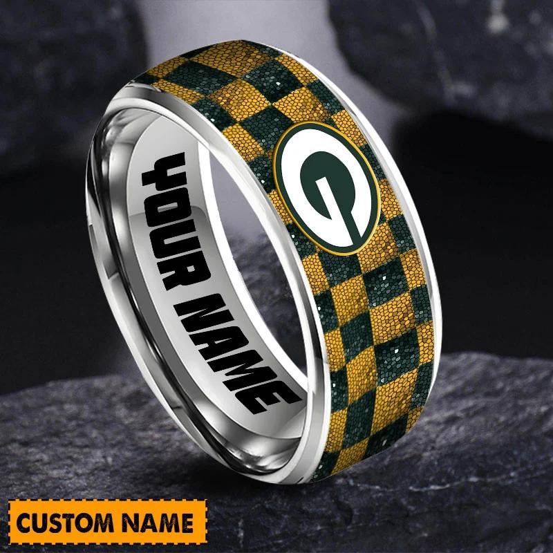 Green Bay Packers Special Stainless Ring Custom Name AZBTSR000004