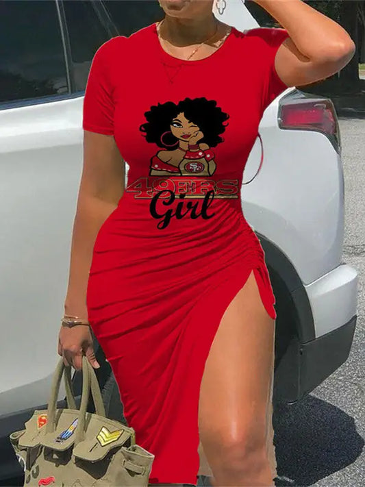 San Francisco 49ers Slit Bodycon Dress  AZBTSBD000022