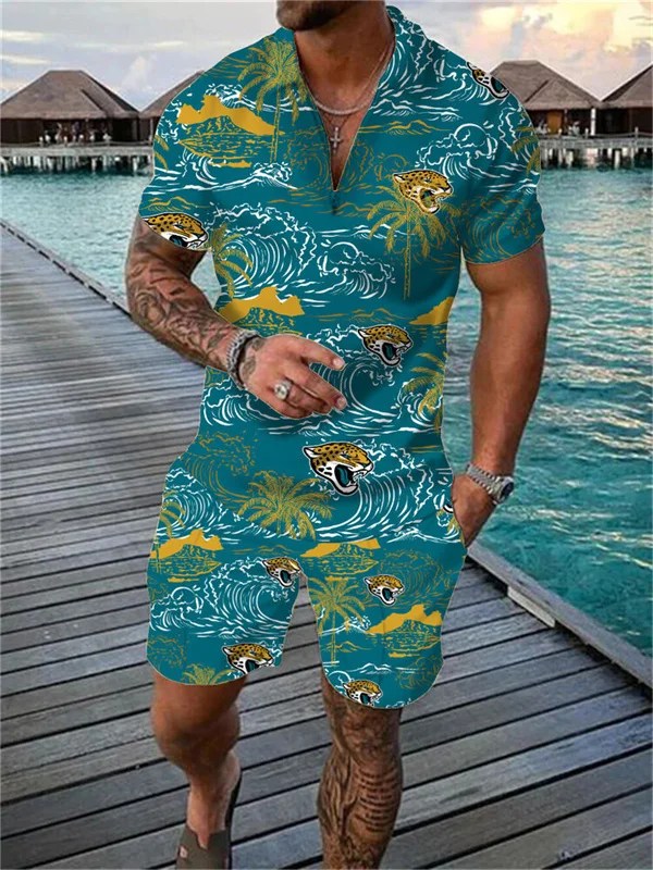 Jacksonville Jaguars Zip Polo Shirt And Shorts Men AZPLZ286