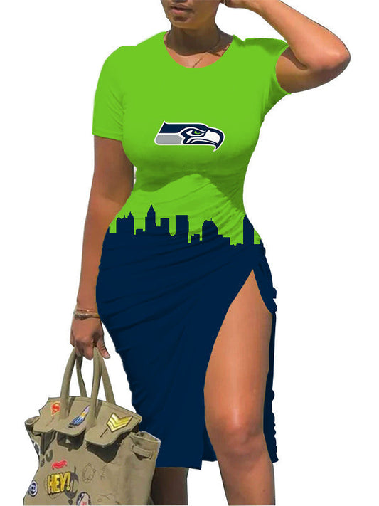 Seattle Seahawks Slit Bodycon Dress  AZBTSBD000054