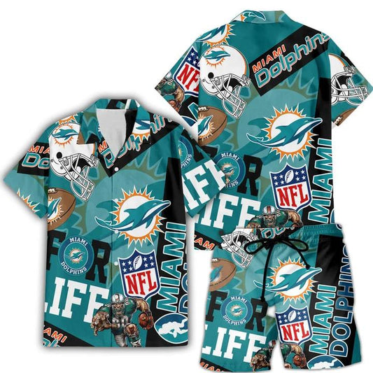 Miami Dolphins Custom Limited Edition For Life Hawaiian Shirt and Shorts AZHAHWSS000274