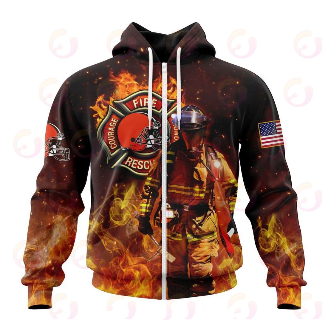 Cleveland Browns Honor Firefighters – First Responders All Over Printed T-shirt Sweatshirt Hoodie AZCHD831