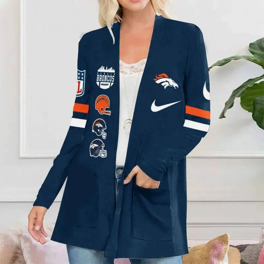 Denver Broncos Women Patch Pocket Cardigan BT058