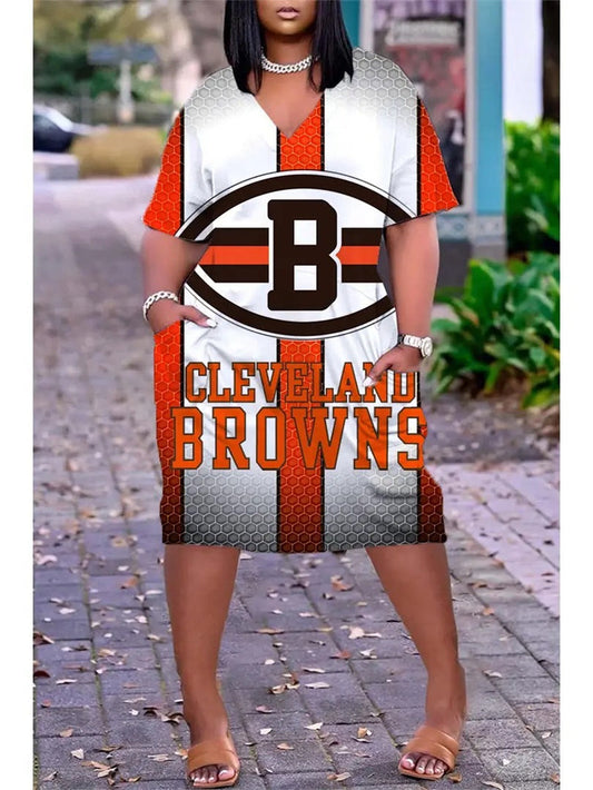 Cleveland Browns V-neck Casual Pocket Dress Limited Edition AZBTVCPD000181