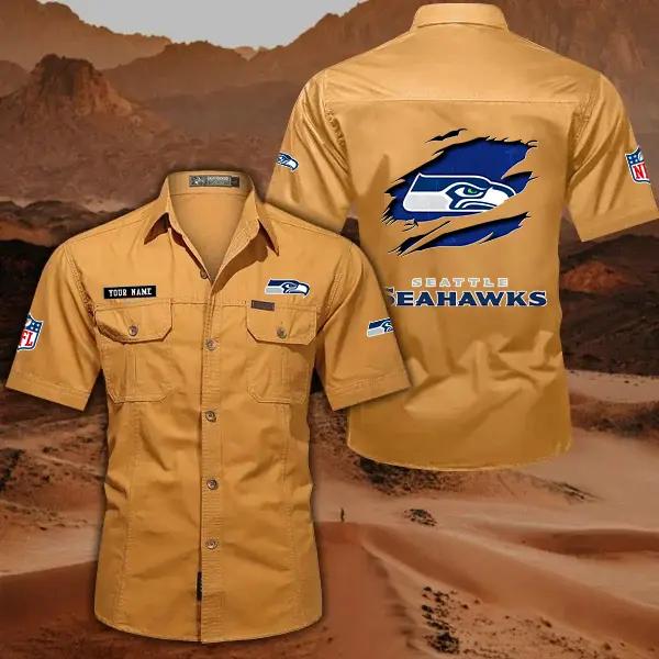 Seattle Seahawks Men’s Short Sleeve Cargo Shirts New 2025 AZBT2DCGS000028