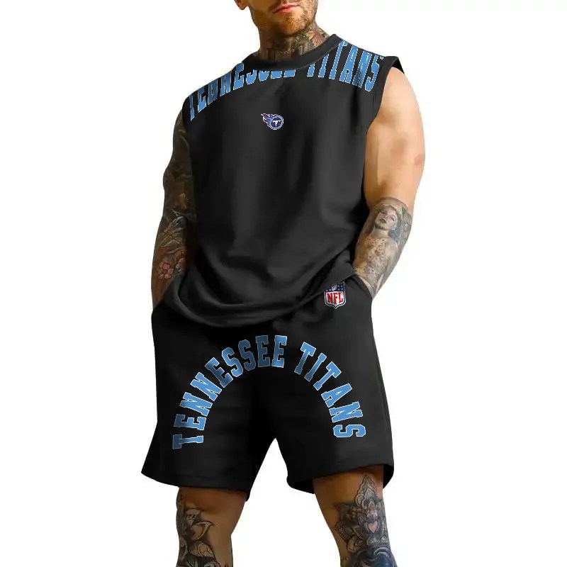 Tennessee Titans Combo Men Jersey Tank Top and Shorts AZICOTATTMS00014
