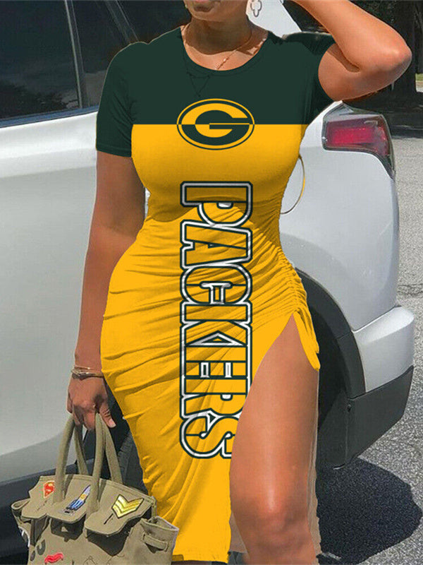 Green Bay Packers Slit Bodycon Dress  AZBTSBD000072