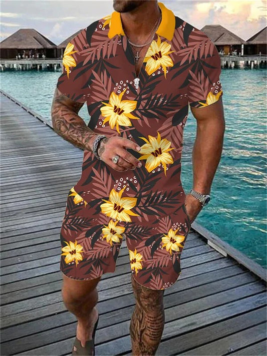 Washington Commanders Zip Polo Shirt And Shorts Men AZPLZ233