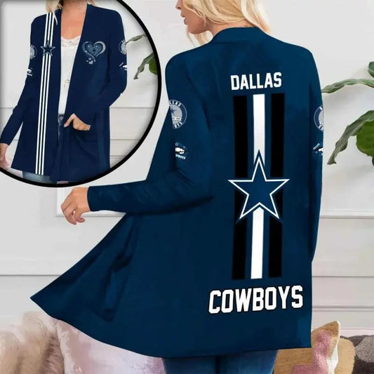 Dallas Cowboys Women Patch Pocket Cardigan BT049