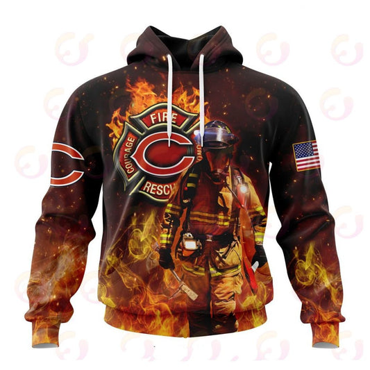 Chicago Bears Honor Firefighters – First Responders All Over Printed T-shirt Sweatshirt Hoodie AZCHD829